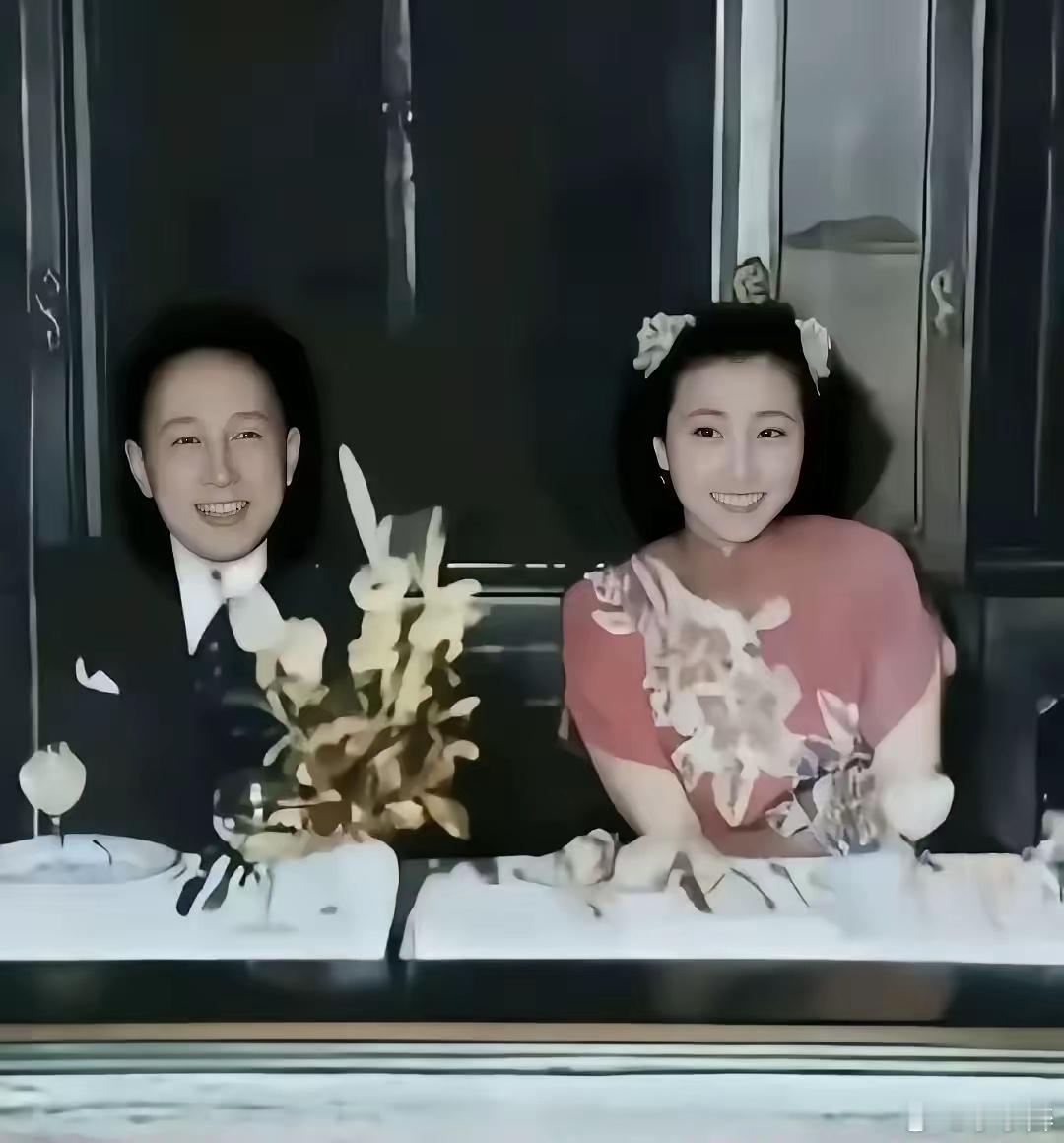 1947年，大婚中的钱学森和蒋英，当年8月30日，二人的婚礼在上海的和平饭店举行