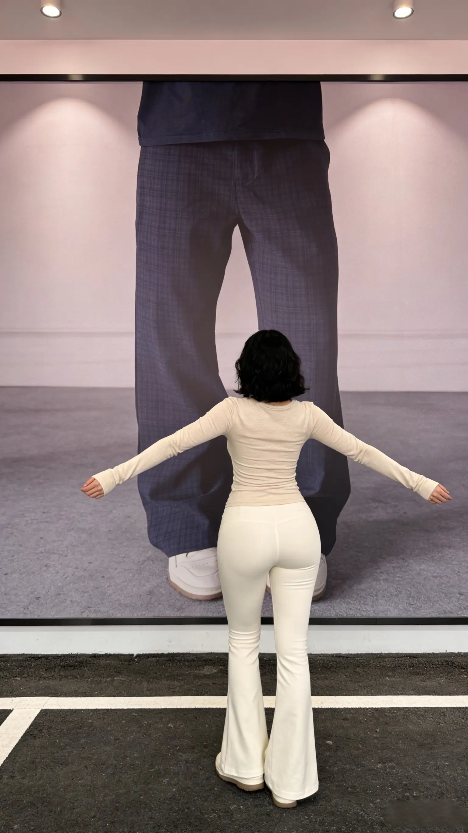 休闲格纹直筒裤简约百搭日常定制极简风长裤