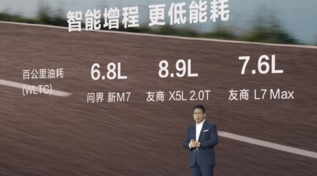 问界新M7的新品发布会正在进行中，余承东介绍，新车的综合续航能力可达1300km