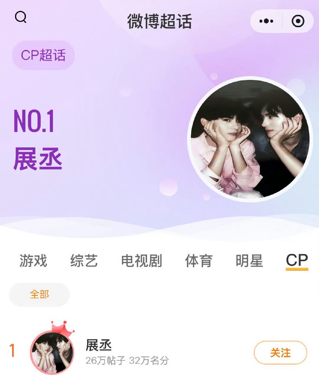 展轩和刘轩丞“展丞”cp榜登顶 ​​​