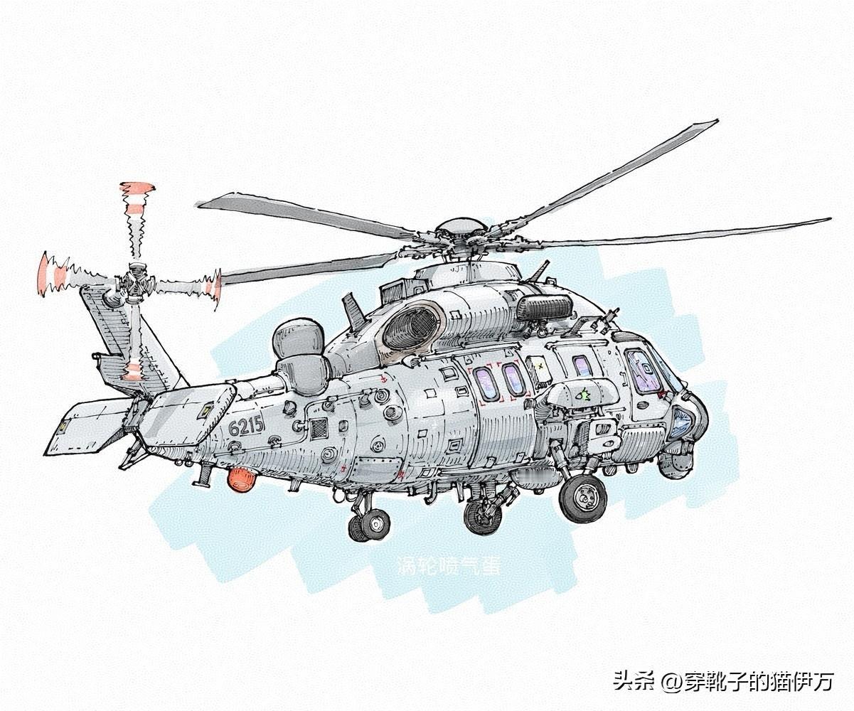 [呲牙] 机身上有大量传感器的直-20J直升机，看上去挺有意思的。
直-20J 