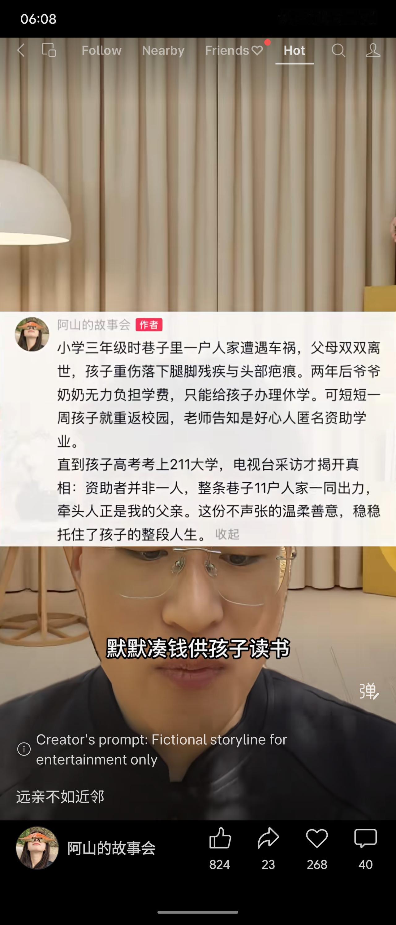 老街巷子里一户人家遭遇车祸，父母双亡，孩子重伤残疾。两年后因家庭困难面临休学，却