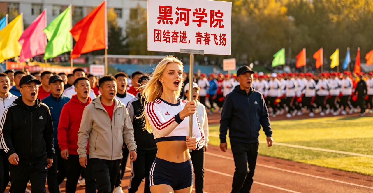 黑河学院运动会，今年这届尤其多、格外显眼。
 
为啥这么多俄妹子？
 
- 地理
