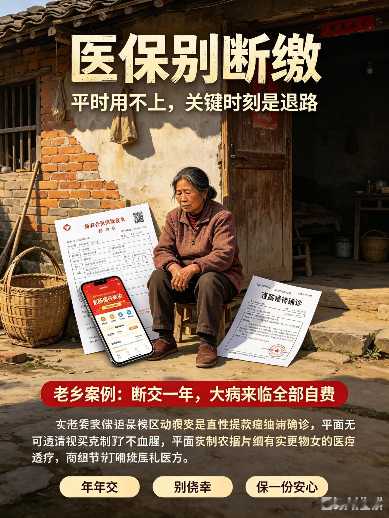 千万别侥幸不交医保！命运真的太爱捉弄人
 
很多农村人心里都有一个想法：
 
医