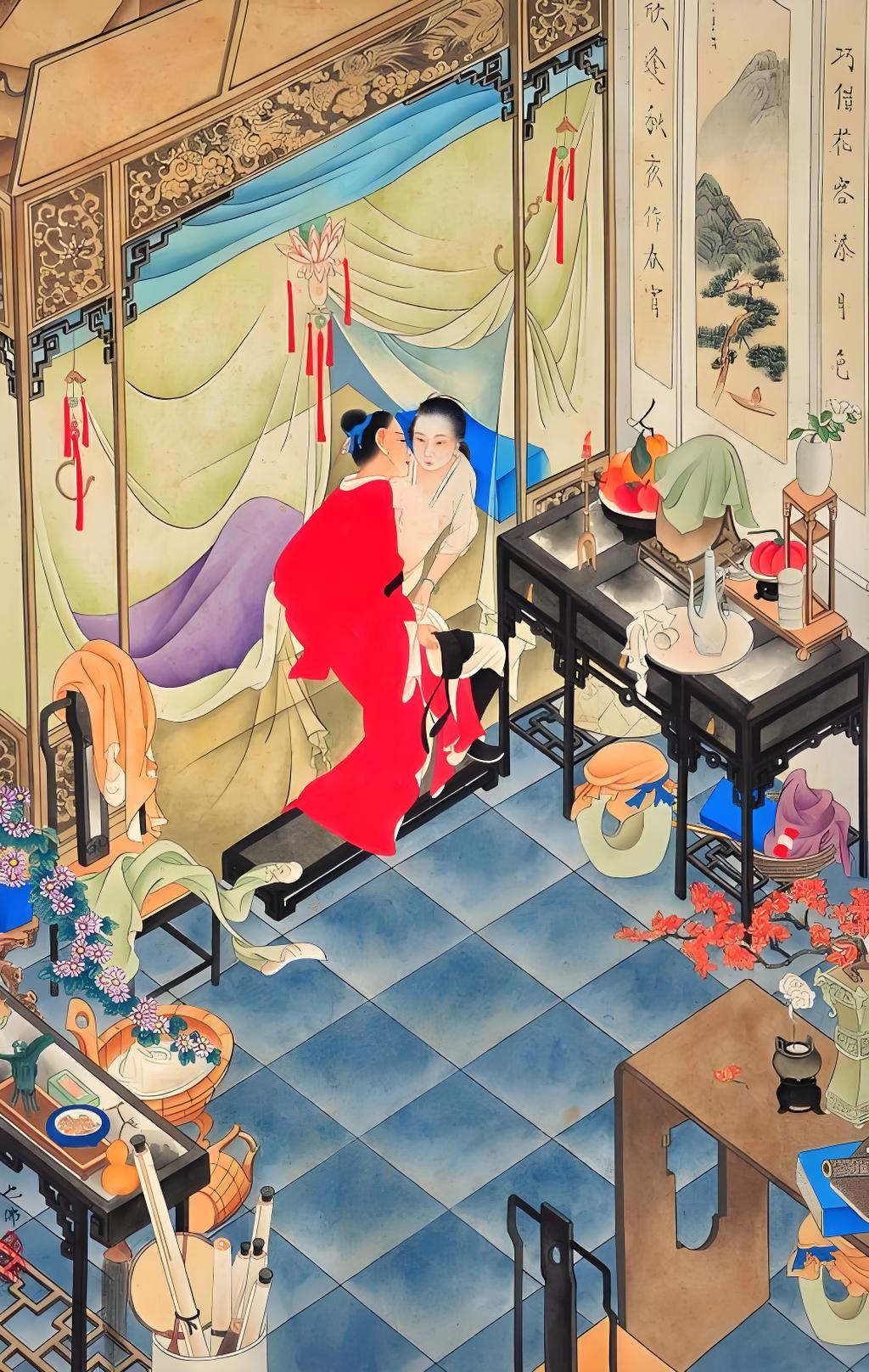 潘金莲怀春，西门庆钟情，各有所好。
坏就坏在阎婆惜，∧损人不利己！