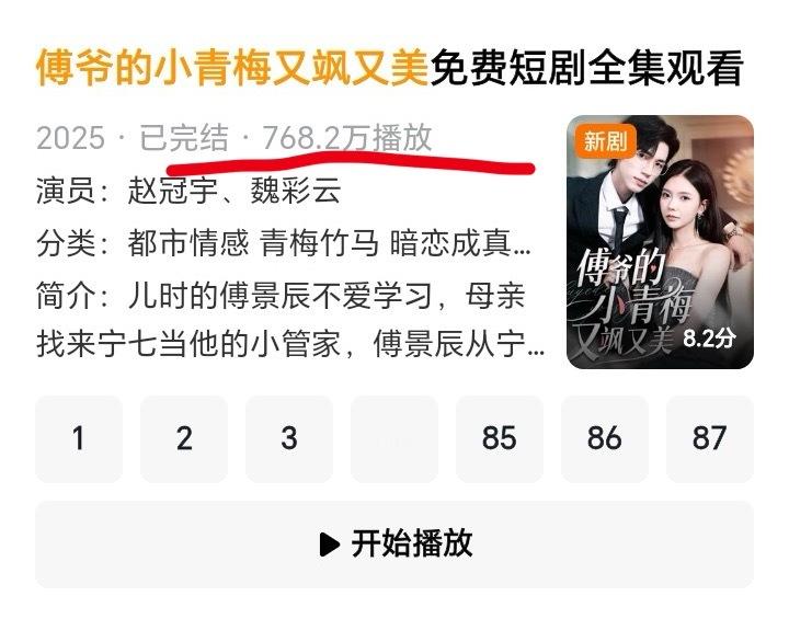 这个小青梅第一天数据出来了！没💦，不过确实后面不好看哈，前面小演员的功劳很大！