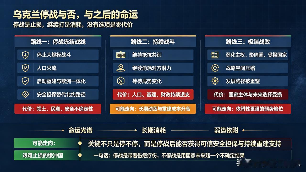 乌克兰想最好结局，就像美苏争霸那会的芬兰。时过境迁，时局早就和那会不一样了。
