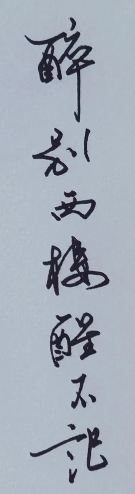 钢笔抄写
释文：
醉别西楼醒不记，春梦秋云，聚散真容易。斜月半窗还少睡，画屏闲展