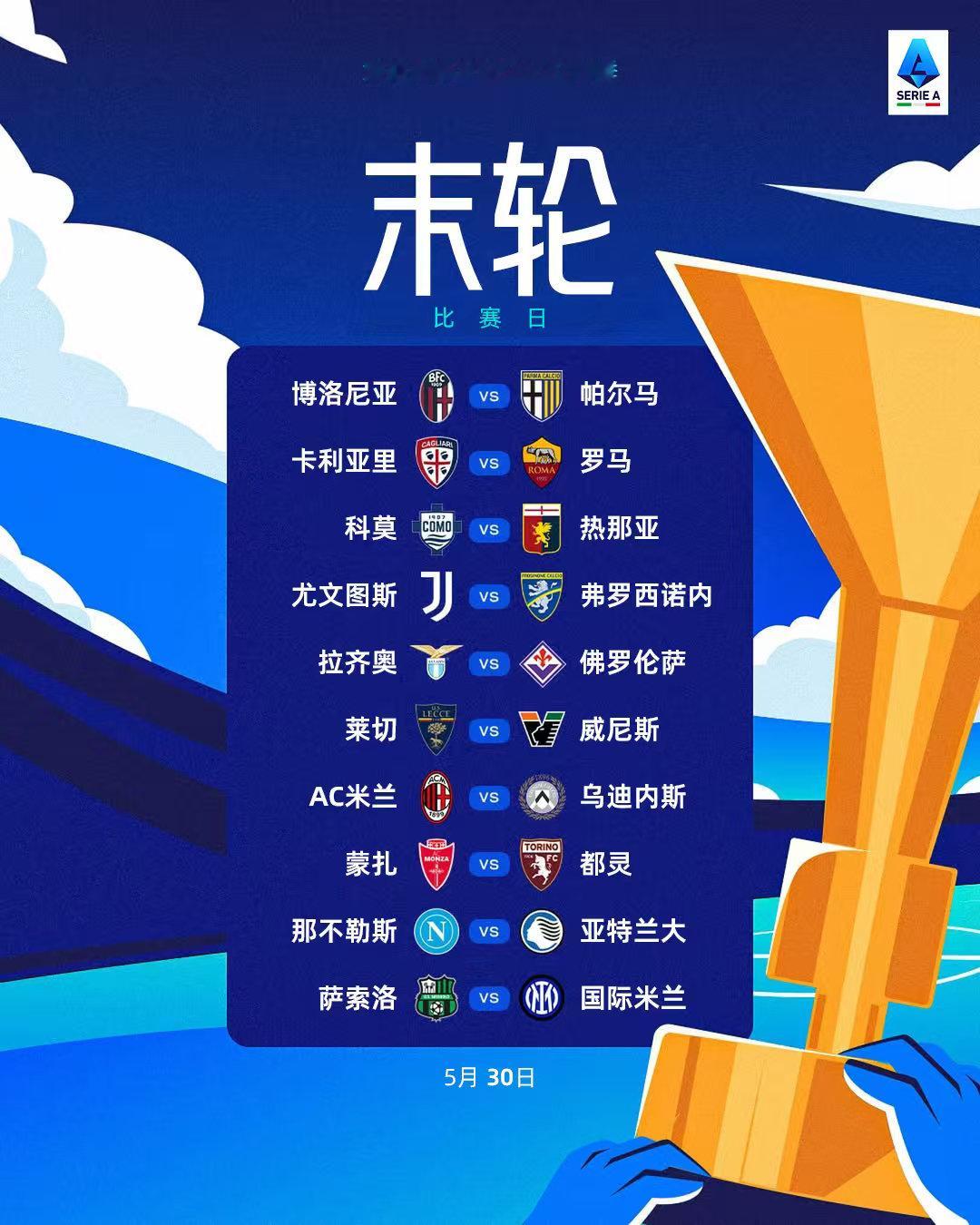 2026/27赛季意甲联赛💎最后一轮的对阵形势 🗓️⚽谁将在新赛季举起联赛冠