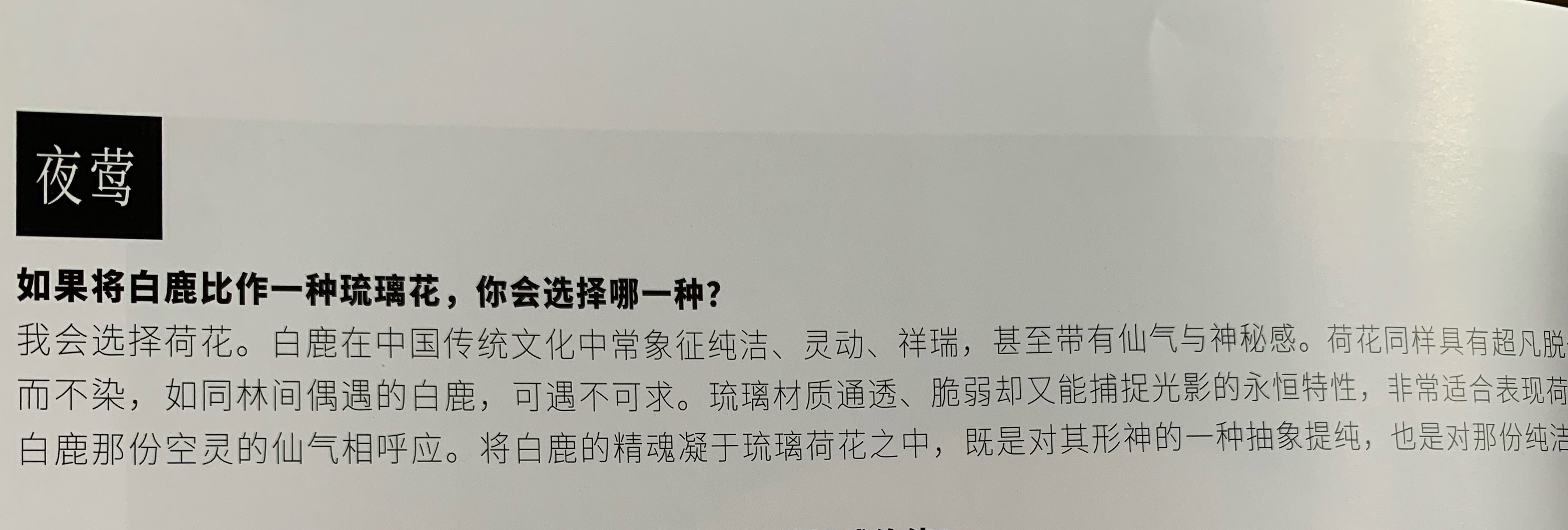 barbes 艺术家板块提及白鹿cut Q：如果将白鹿比作一种琉璃花，你会选择哪