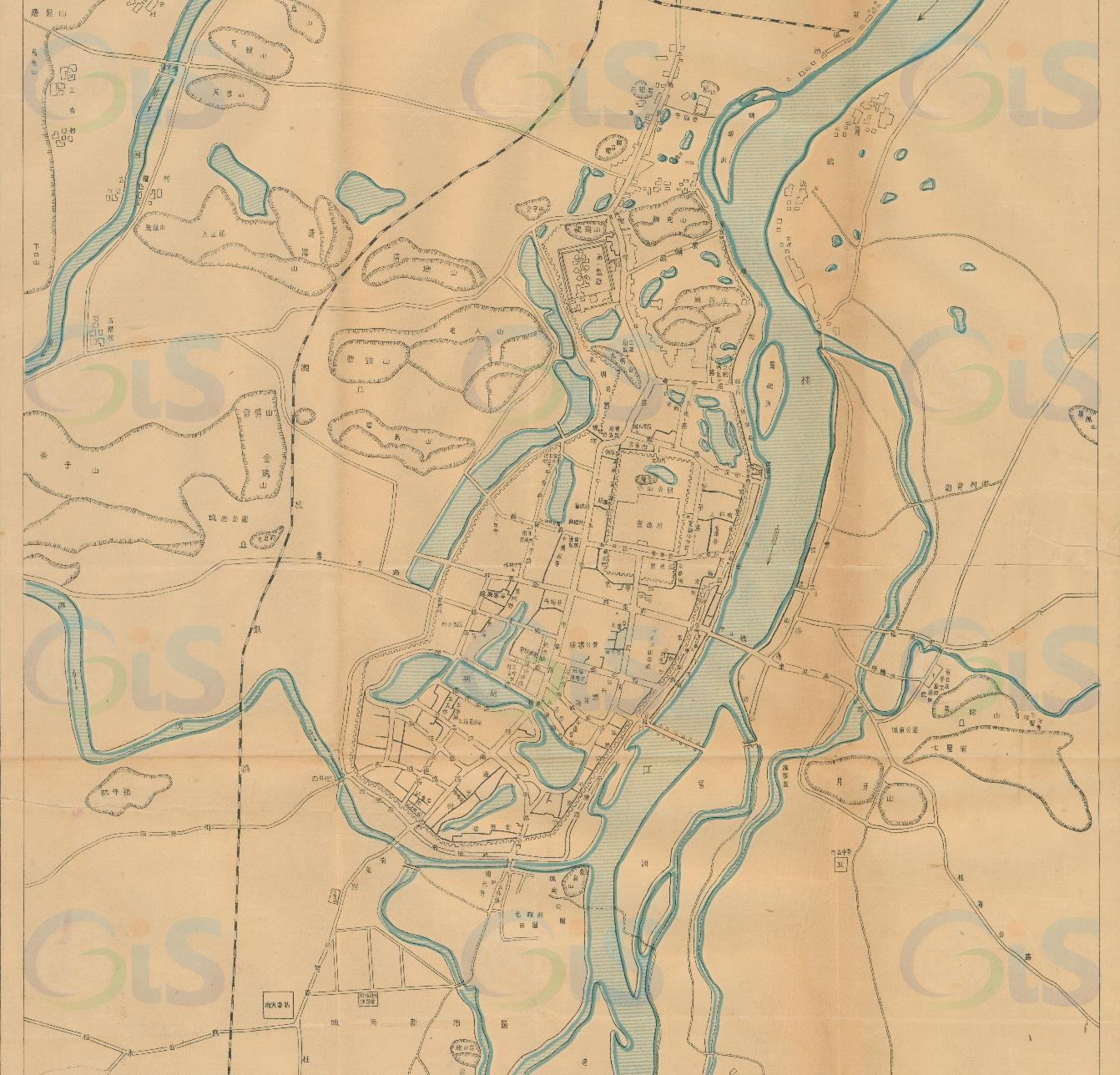 桂林记忆：1944年的桂林市街道地图。桂林城区历史可追溯至万年前的甑皮...
