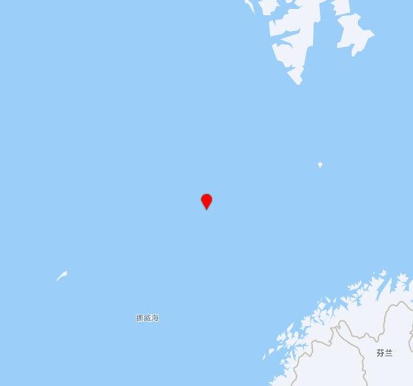 【美国地质勘探局】发布，2025-11-12 14:03:28 在 格陵兰海（纬