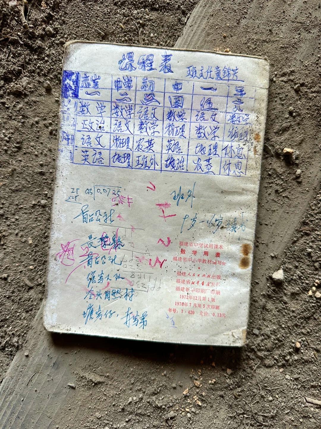 这是1976年福建省初中一年级的课程表，原来那时上午、下午各只上两节课，一天只有