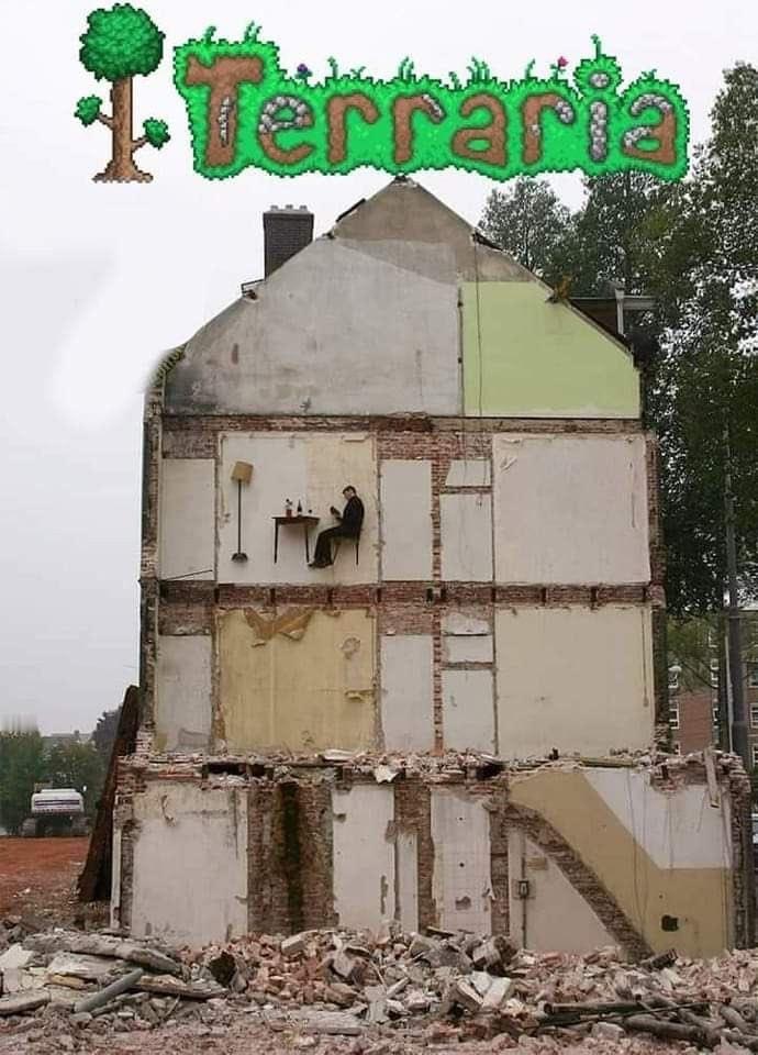 《泰拉瑞亚》的房子be like：（X：shitpostverdade）游戏趣图