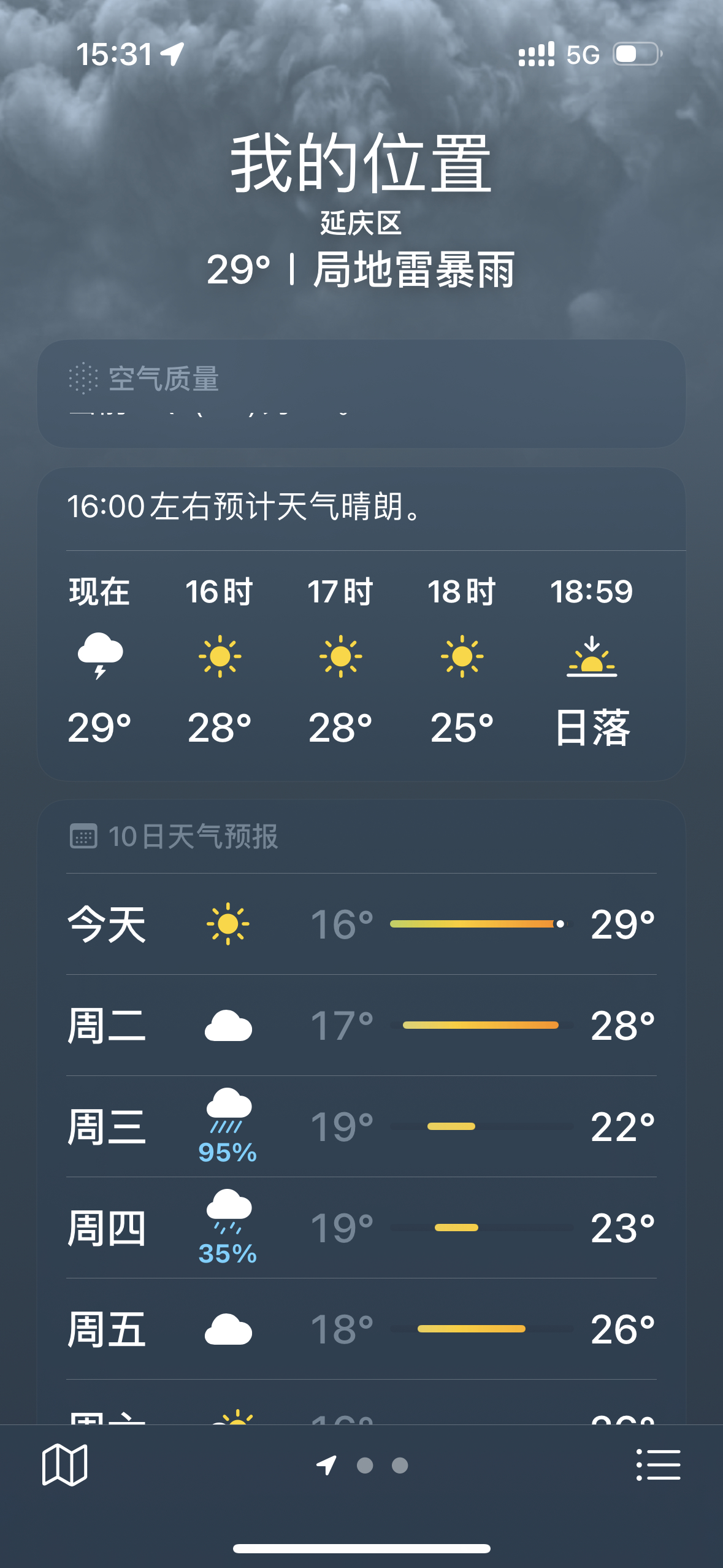 最近北京的天气太不准了，说好的大太阳呢[哼]假车里就当露营了吧 ​​​