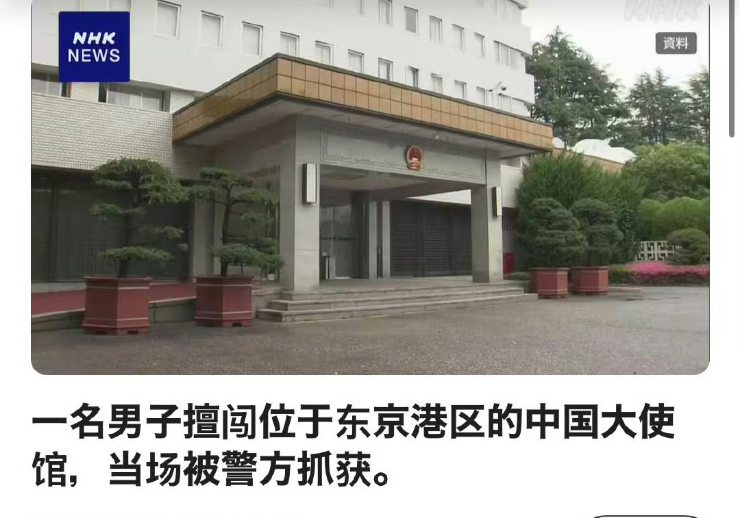 一名男子擅闯中国驻日本大使馆，当场被警方抓获。

据调查人员透露，2026年3月