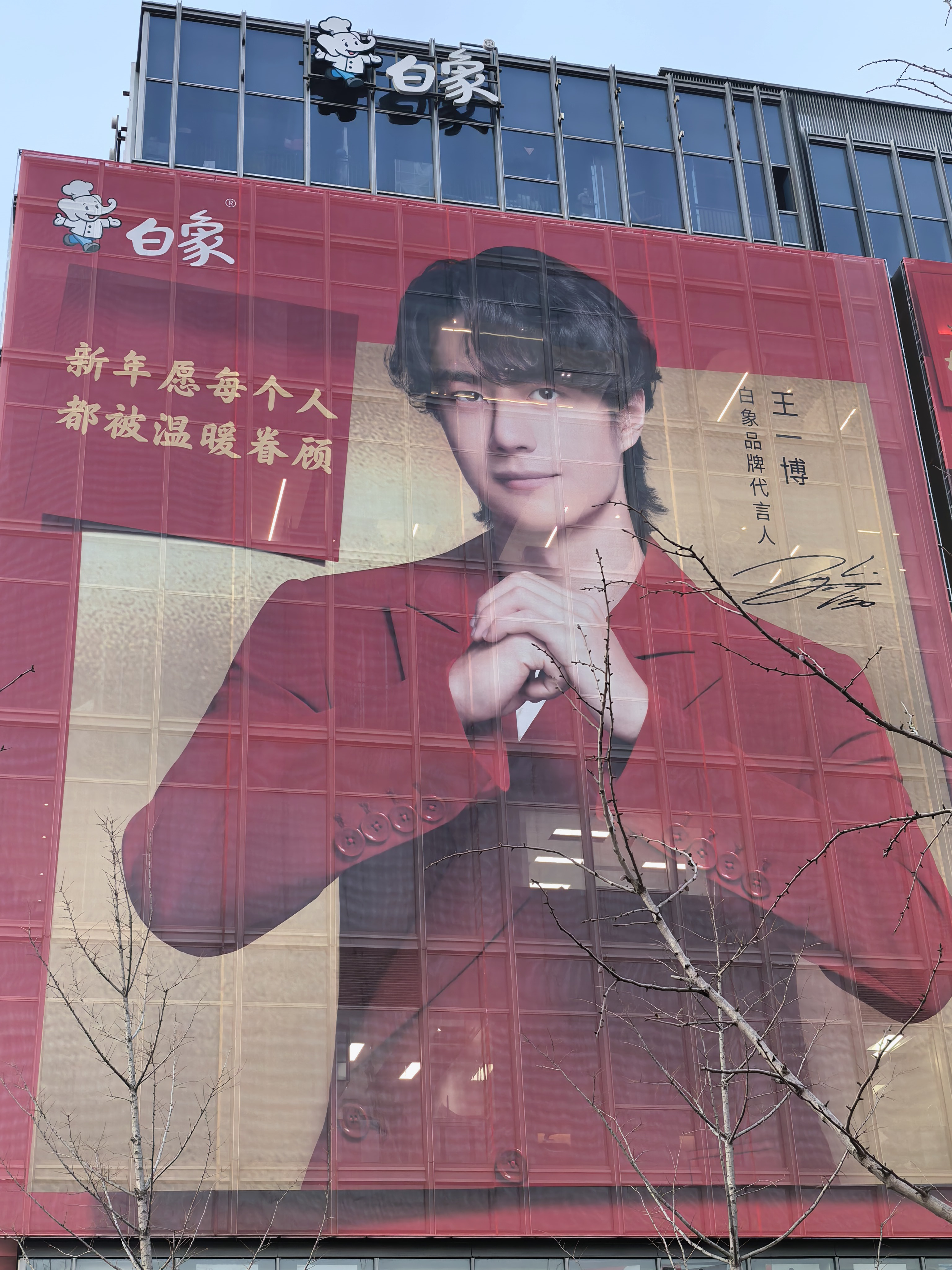 白象大楼换新年皮肤啦王一博白象品牌代言人王一博