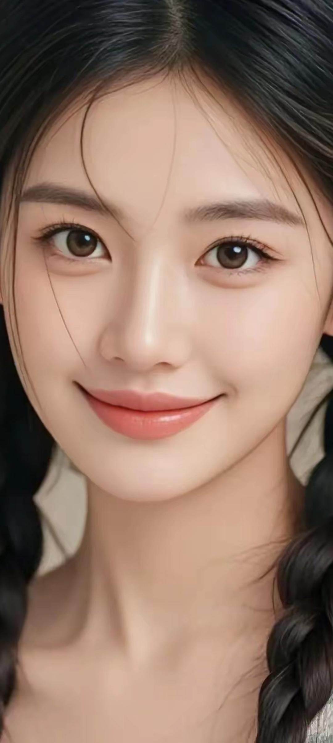 甜美少女风，双马尾发型，温柔微笑，元气满满！😊✨