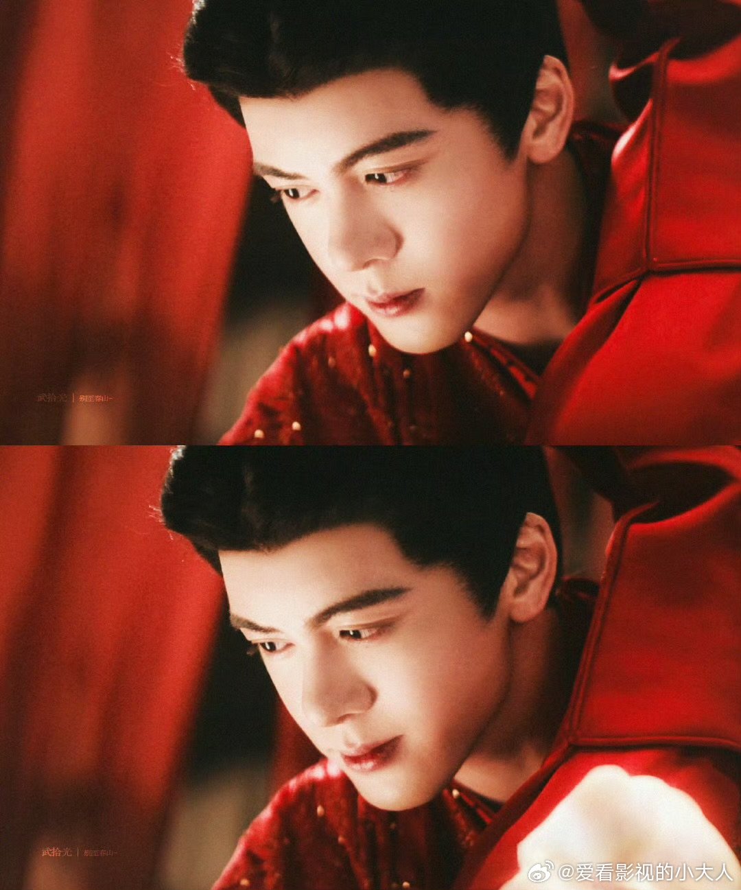 曾舜晞武拾光红衣曾舜晞武侠气场朱砂红衣配少年侠气，曾舜晞饰演的武拾光眉眼凌厉气场