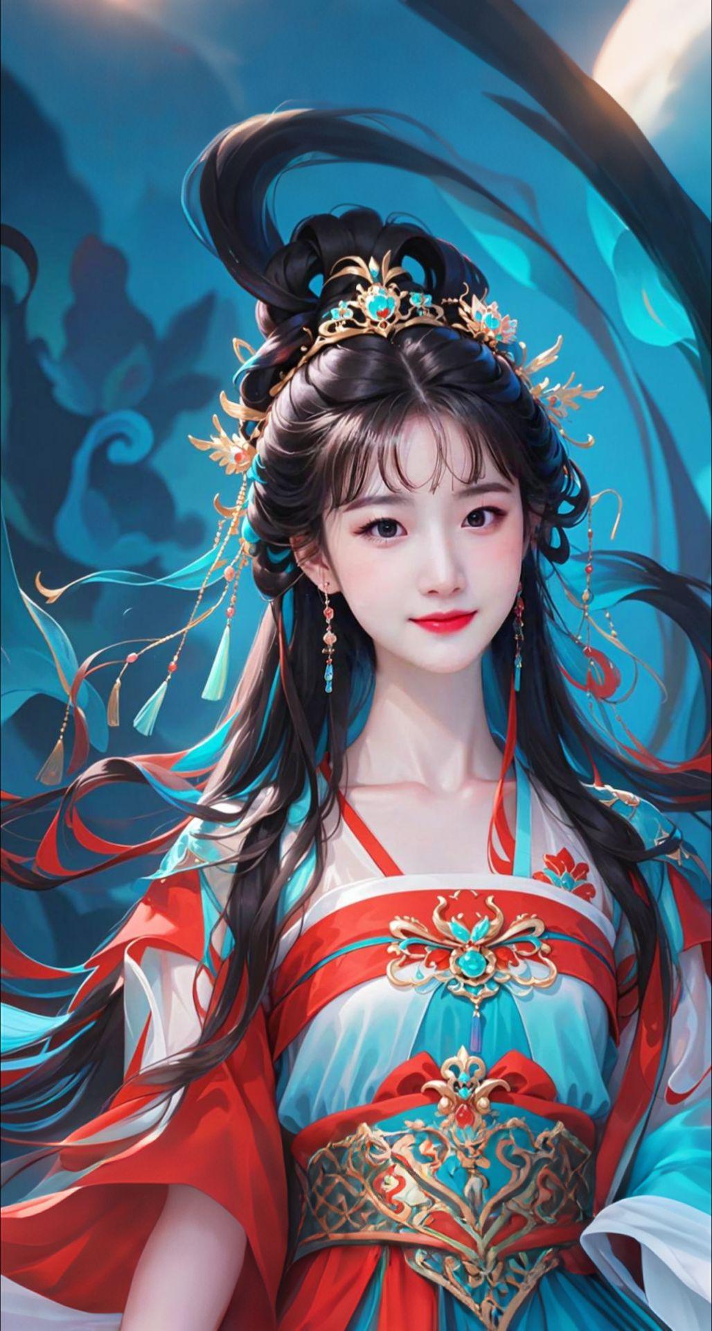 AI扩图 AI蓝眸仙韵照