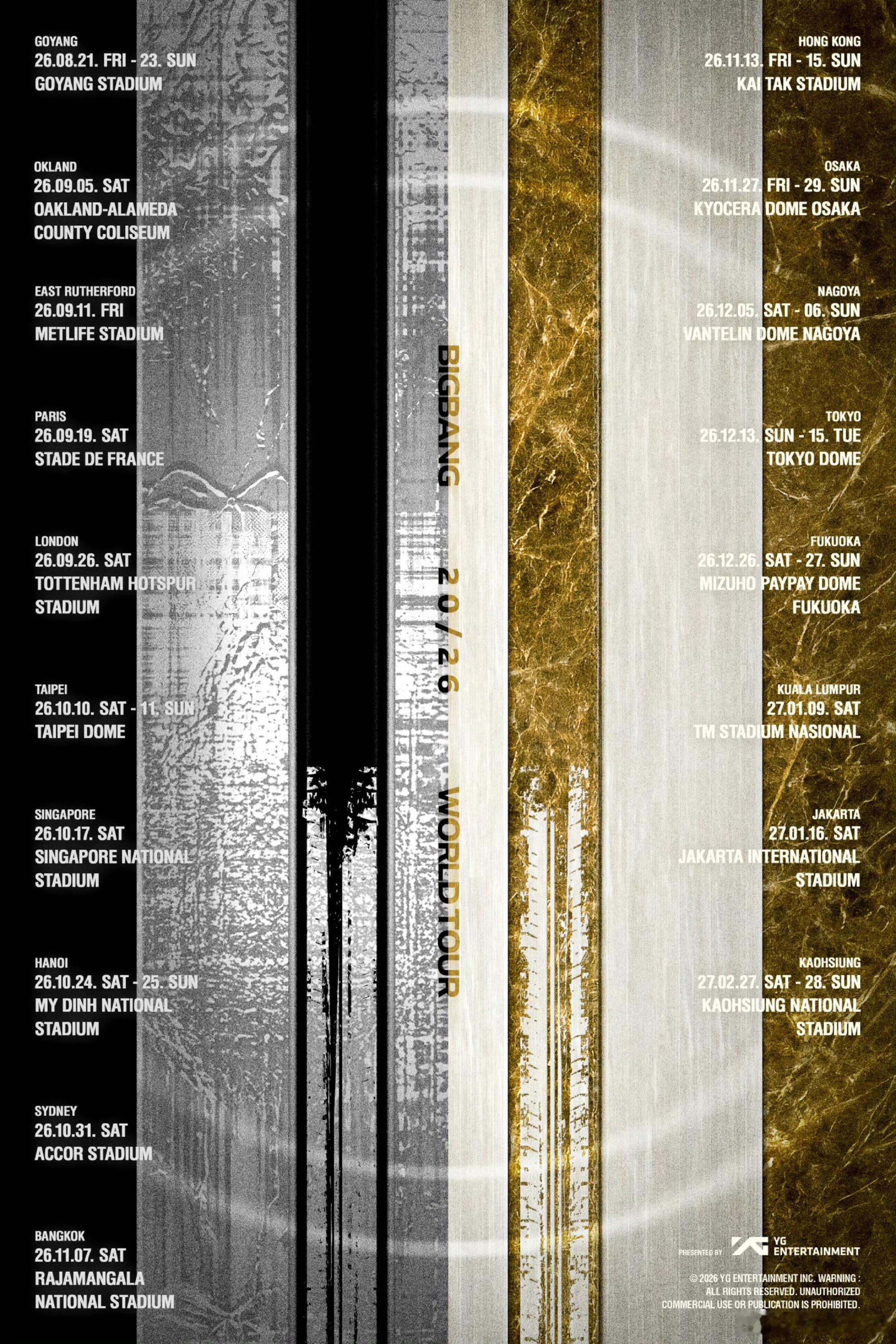 BIGBANG巡演预告BIGBANGBIGBANG 将以三人组合在8月21日-2