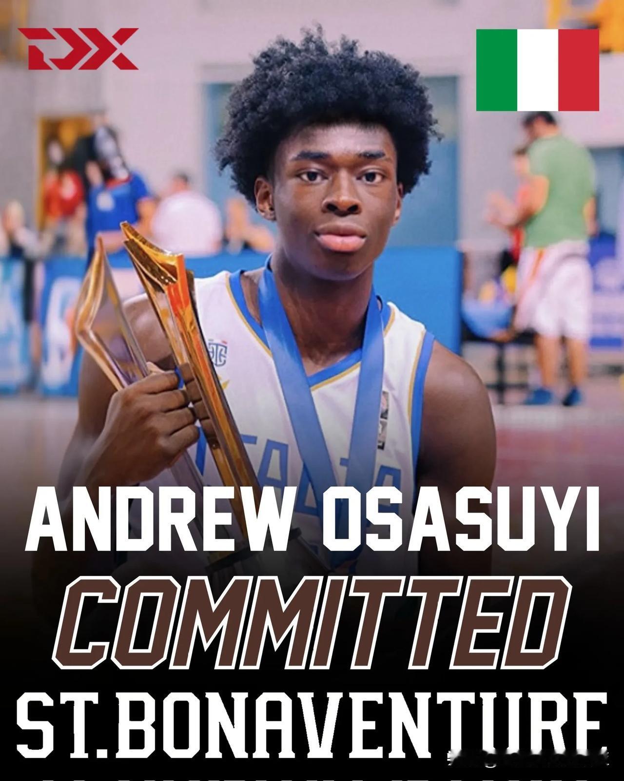 意大利内线Andrew Osasuyi宣布承诺NCAA男篮 St. Bonave