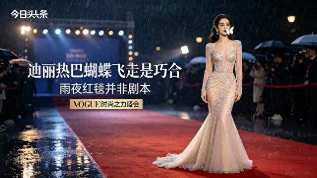 迪丽热巴蝴蝶飞走是巧合！雨夜红毯封神名场面并非剧本