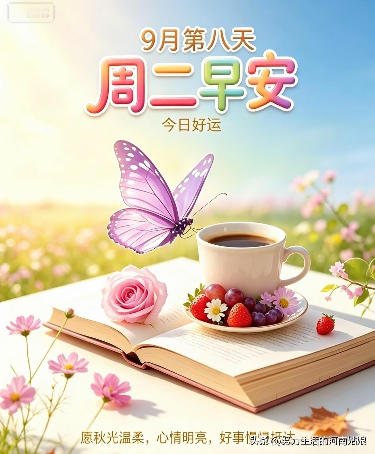周二早安🌷
新的周二，愿心态安稳，诸事顺遂。忙而不慌，累亦有度，平安喜乐，万事