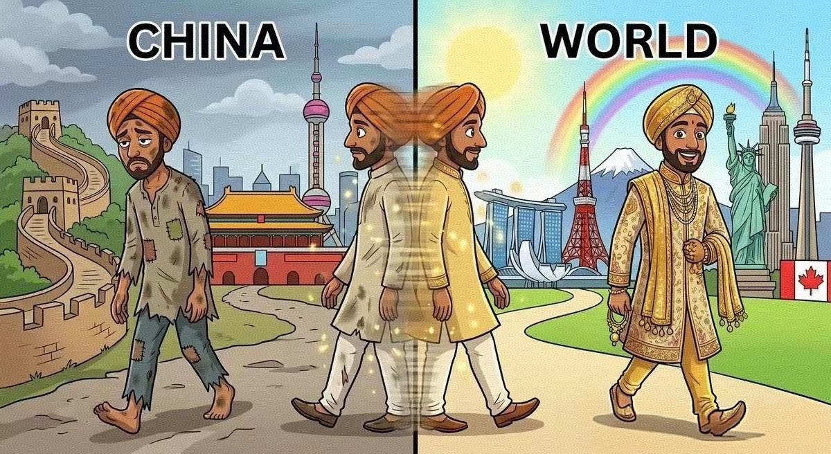印度国内一张漫画被广泛传播：凡是去中国的印度人，下辈子都是达利特。凡是去新加坡日