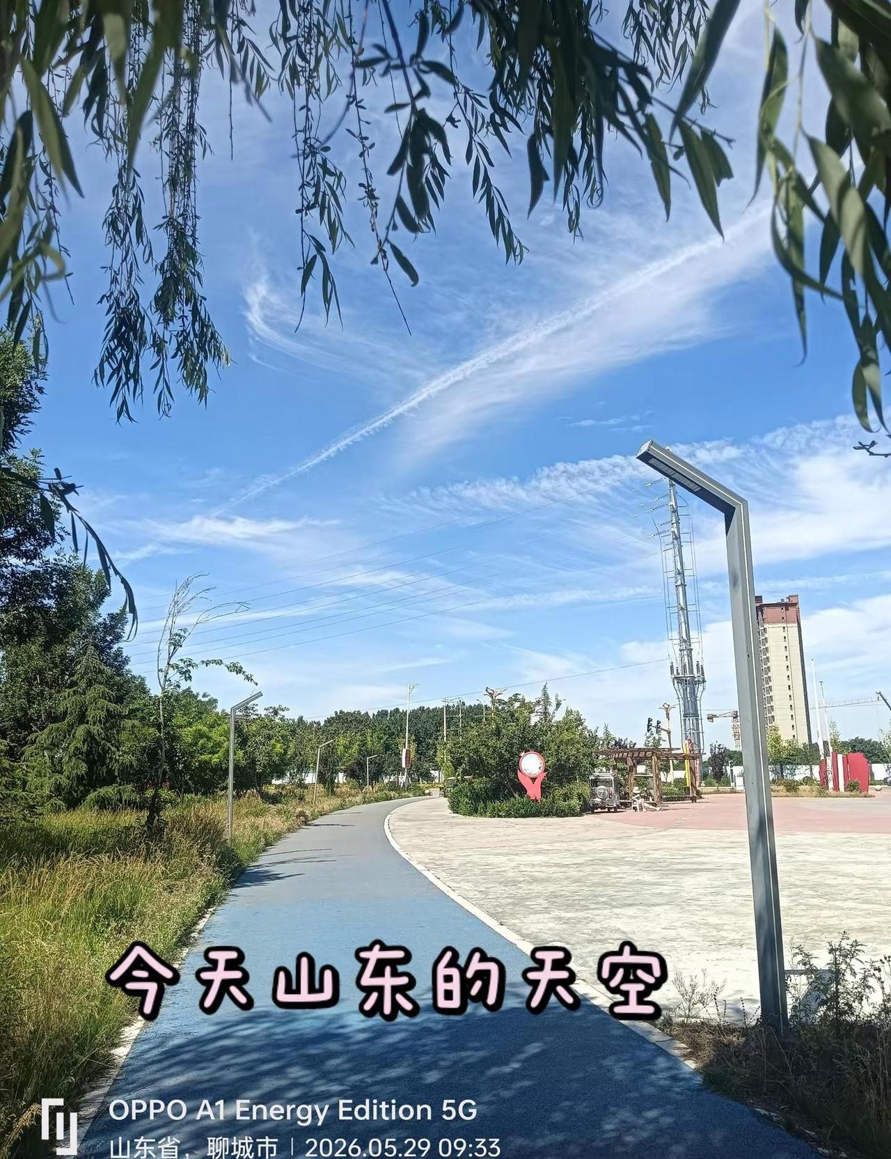 今天山东的天空夯暴了。恍惚间我以为回江西了，山东再接再厉，向南方的天空环境，空气