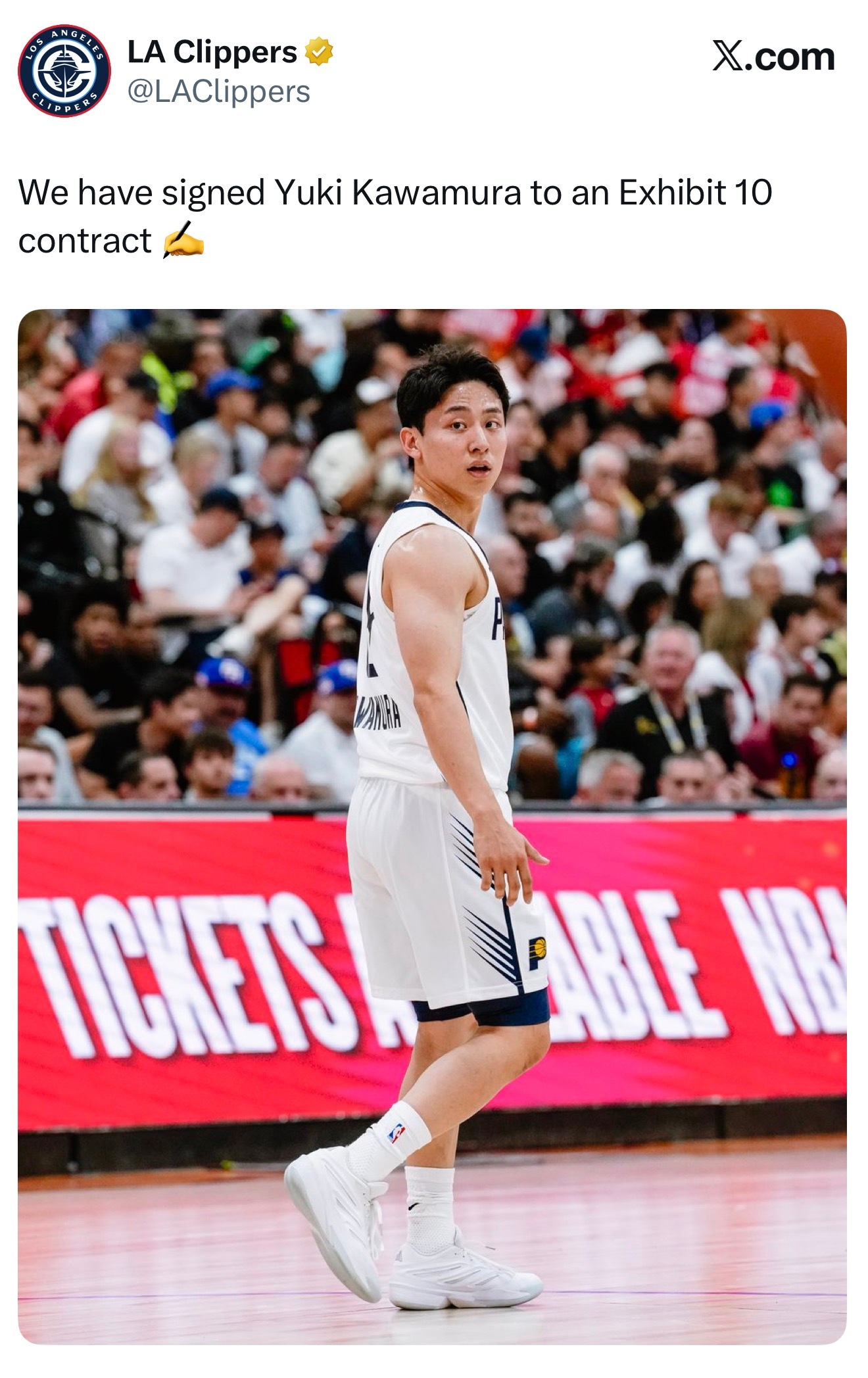 河村勇辉与快船签下一份e10合同，暂时跟八村垒成为队友 nba