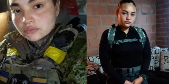 哥伦比亚女雇佣兵丹妮埃拉在扎波罗热被俄军俘虏时，身上还缠着战友们仓皇逃离时没来得