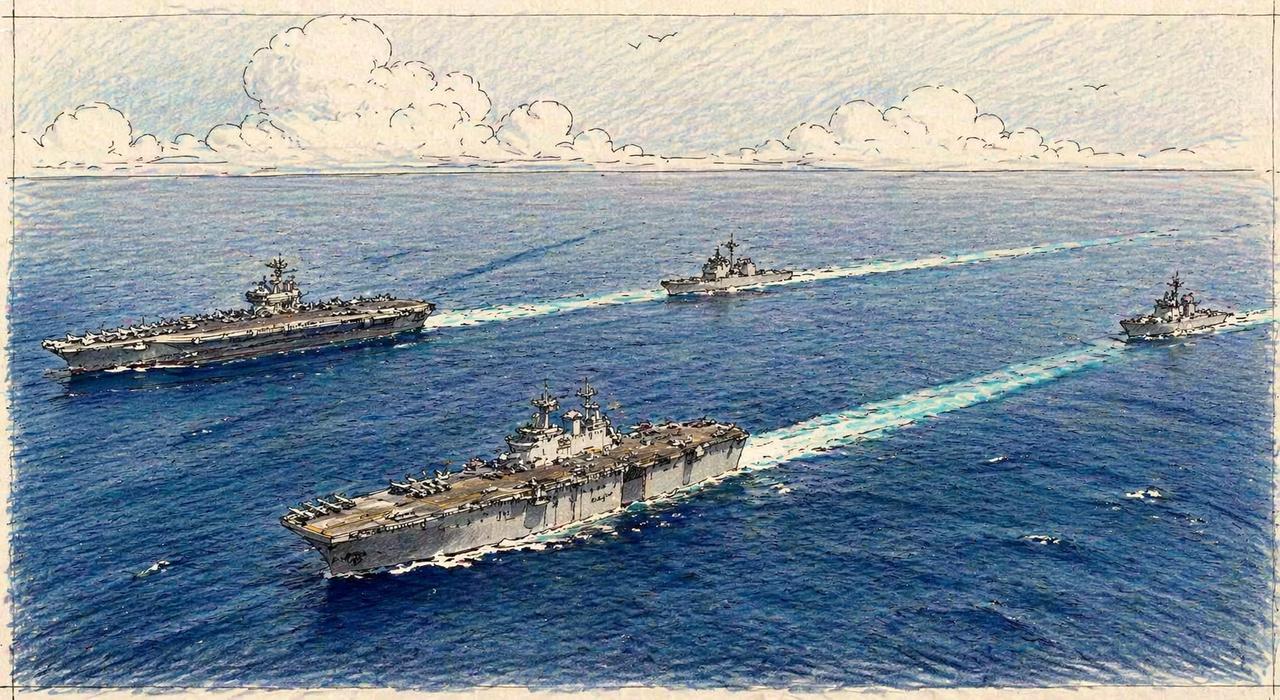 三艘航母同时出现在中东海域，这事儿在美国海军史上都不多见。
"亚伯拉罕·林肯"号