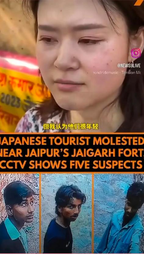 4月5日，斋普尔，杰伊加尔堡。一名日本女游客来印度才三天，独自走在去神庙的路上，