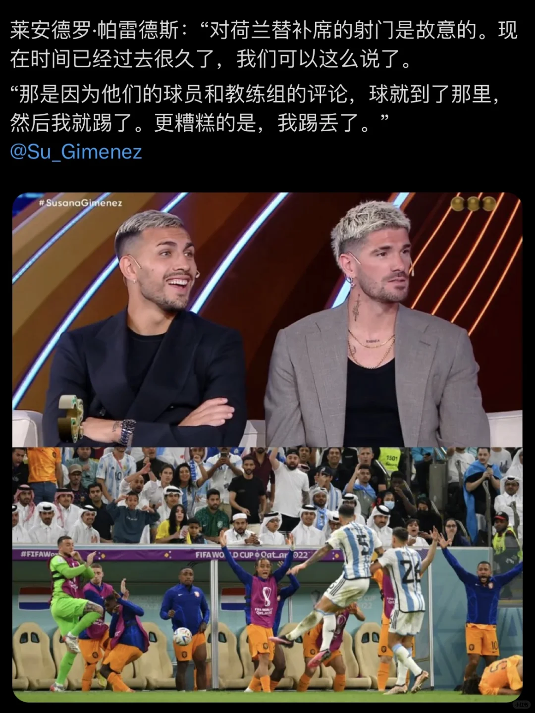 小墙：爆射荷兰替补席是故意的！😂