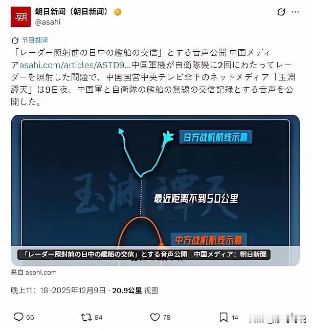 日本网友又破防了！
报道中日军舰通话录音后，朝日新闻遭日本网友狂喷，要求道歉称录