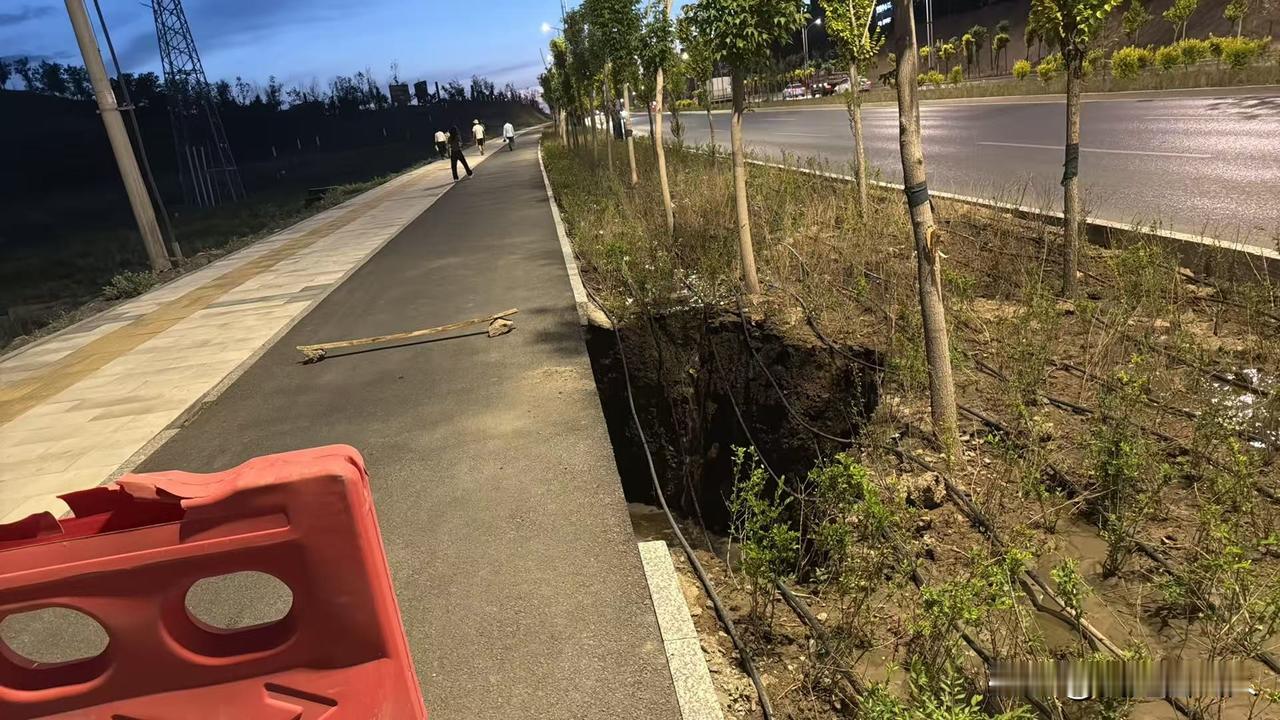 步步惊心！西泉街西城阳光旁绿化带塌出深坑，人行道路基悬空夜间隐患拉满⚠️
 
 