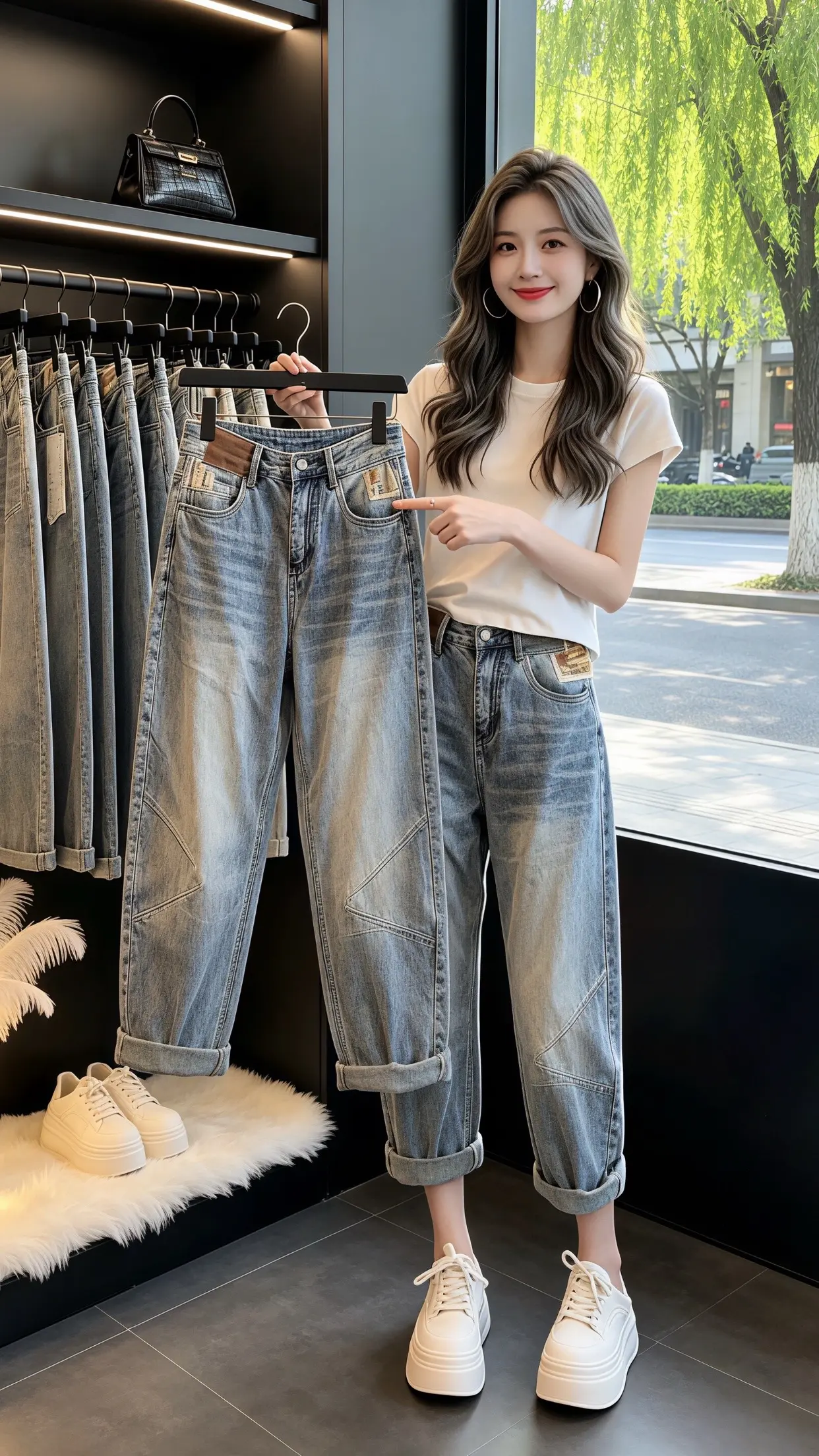 时髦精的牛仔裤 ins风阔腿牛仔裤 穿出自己的风格 夏季穿搭 谁穿谁好看