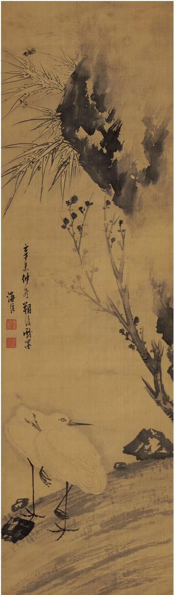 海 注 寒塘双鹭图 ​​​
翁小海 三秋竞艳图 ​​​
王一亭   八百遐龄 ​