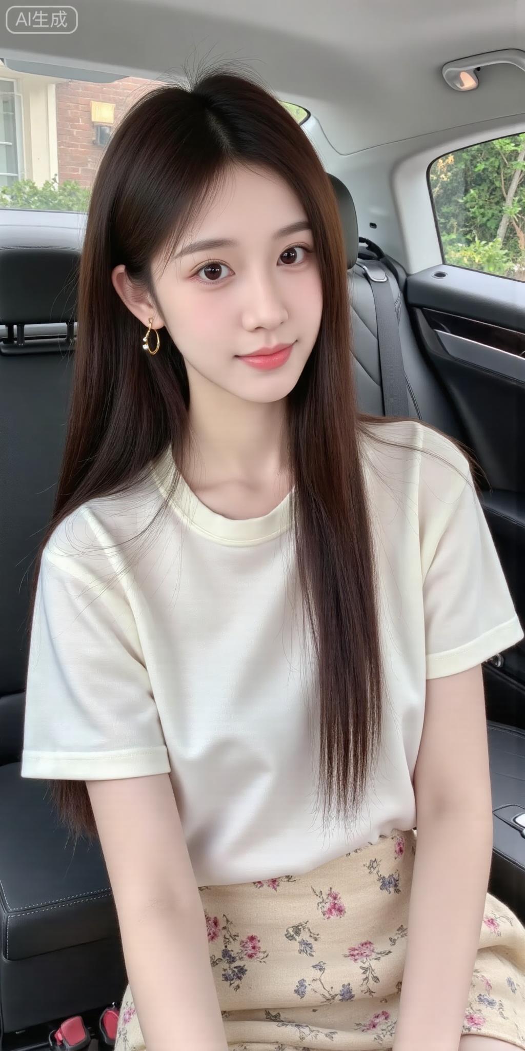 奶白T+米杏绣花裙=车内的软乎乎甜妹🍼淡紫色吊带裙 温柔奶杏色穿搭 淡紫吊带照