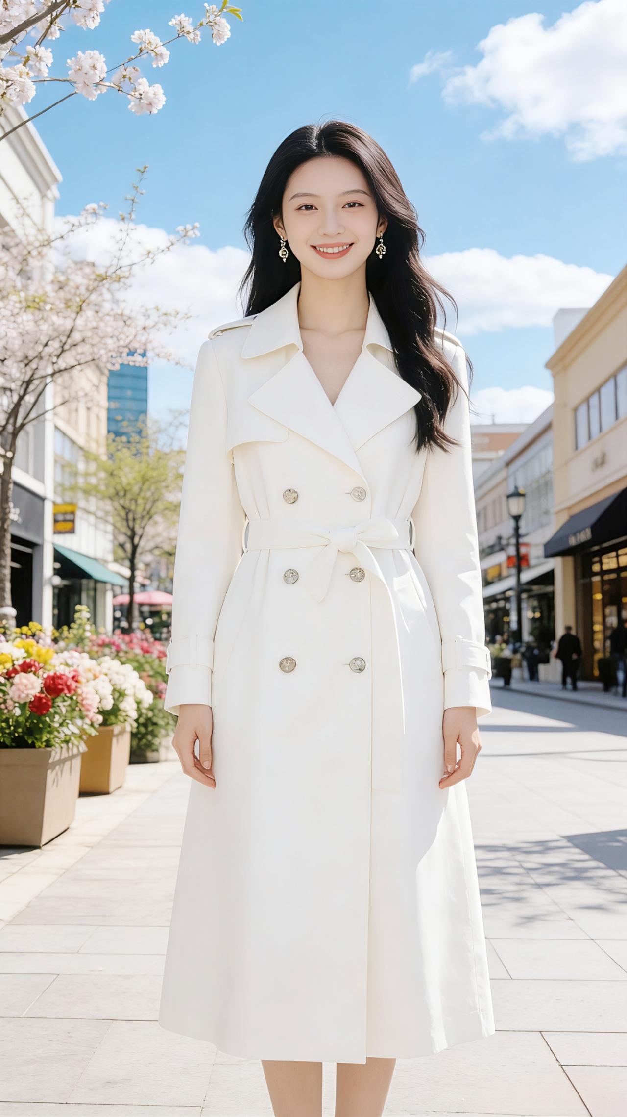 春行·白衫
 
三月的风，携着新抽的枝叶香，漫过城市的街巷。一袭米白风衣，是春日