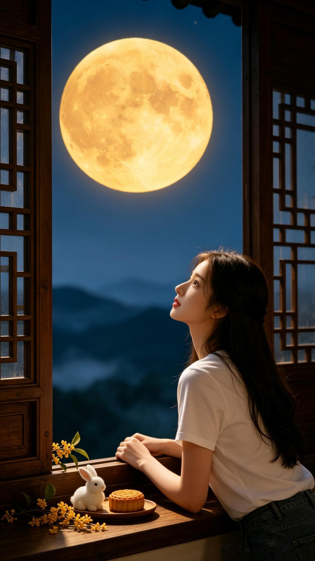 月圆思故乡，桂花散香飘祥瑞，嫦娥送福美万年；愿你福圆满家园；花好月圆人团圆；事业