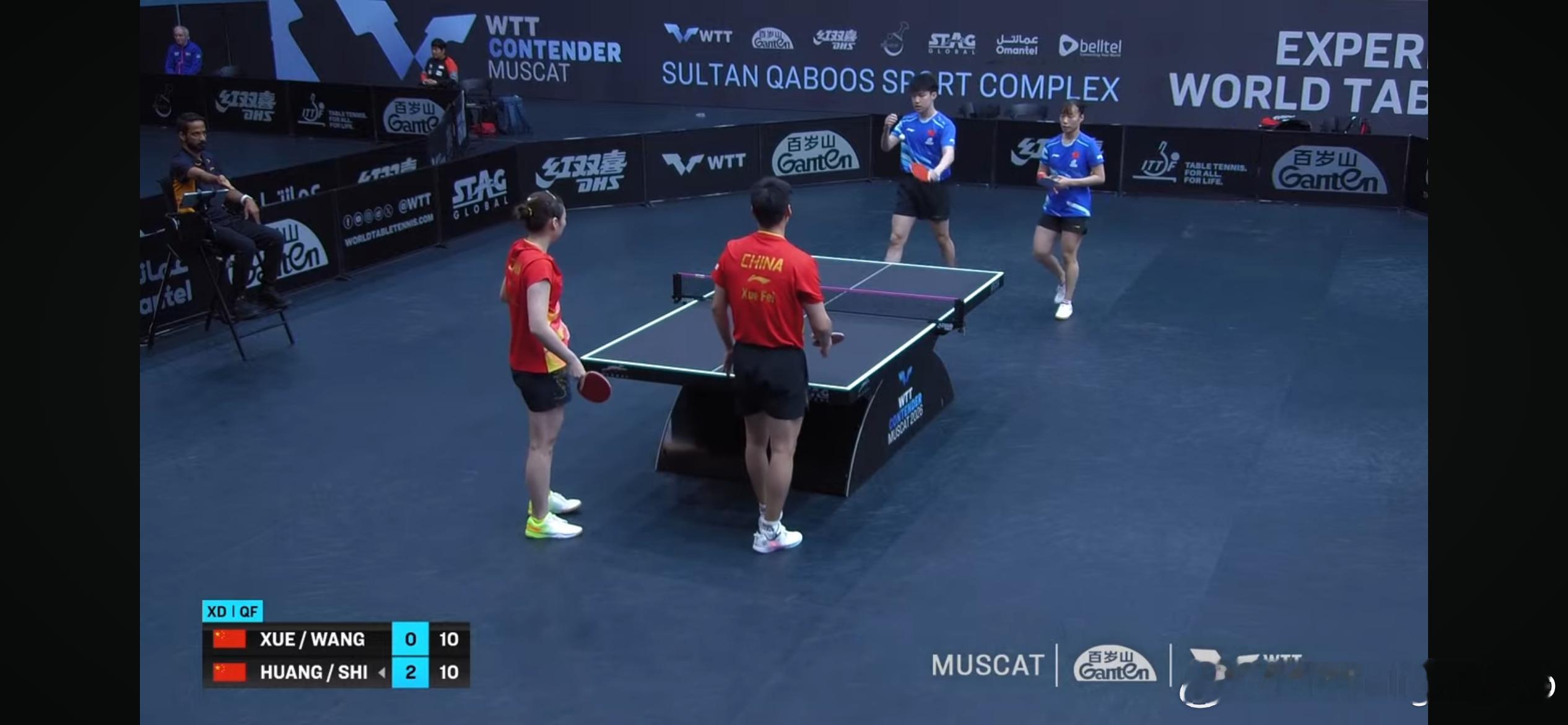 WTT常规挑战赛马斯喀特站2026 混双1/4决赛：🇨🇳黄友政/石洵瑶3比1