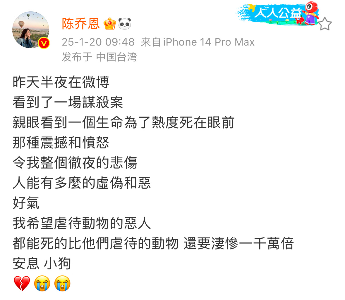 陈乔恩替网红狗艾特发声  陈乔恩为网红狗艾特发声 陈乔恩替网红狗艾特发声 