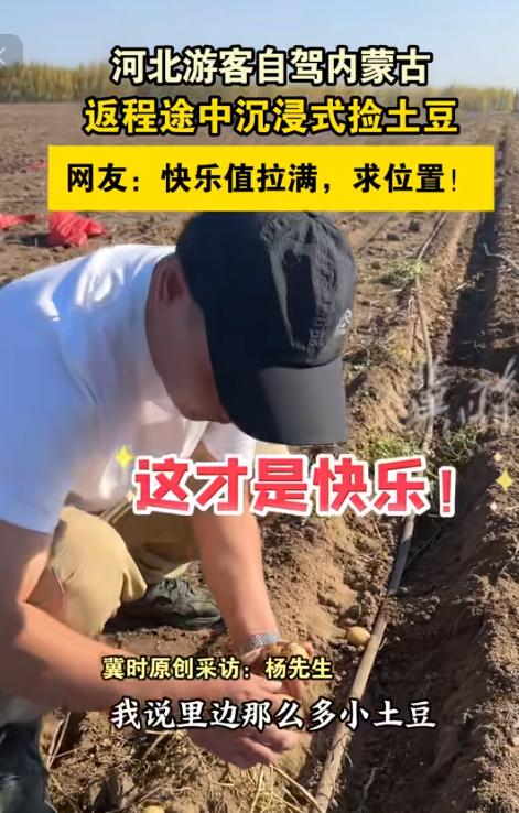“这简直是捡钱啊！”10月5日，内蒙古，一男子开车到内蒙古自驾游，返程途中路过土