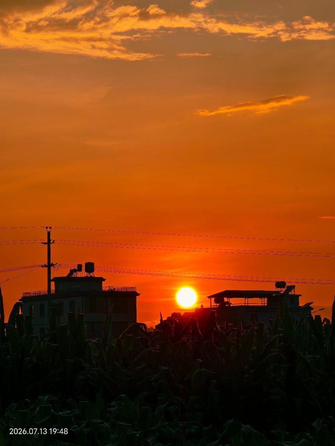 夕阳熔金，晚风入田。平凡的乡野黄昏，便是最治愈的人间光景。 