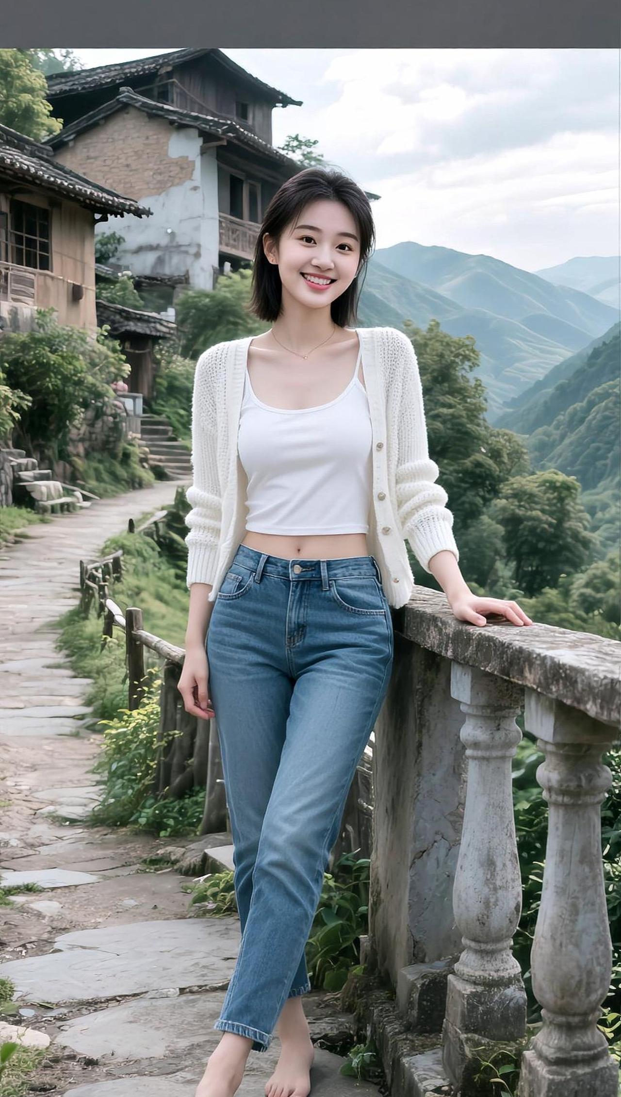 AI山居清新照 随变ai随便玩 村里的姑娘 山里姑娘