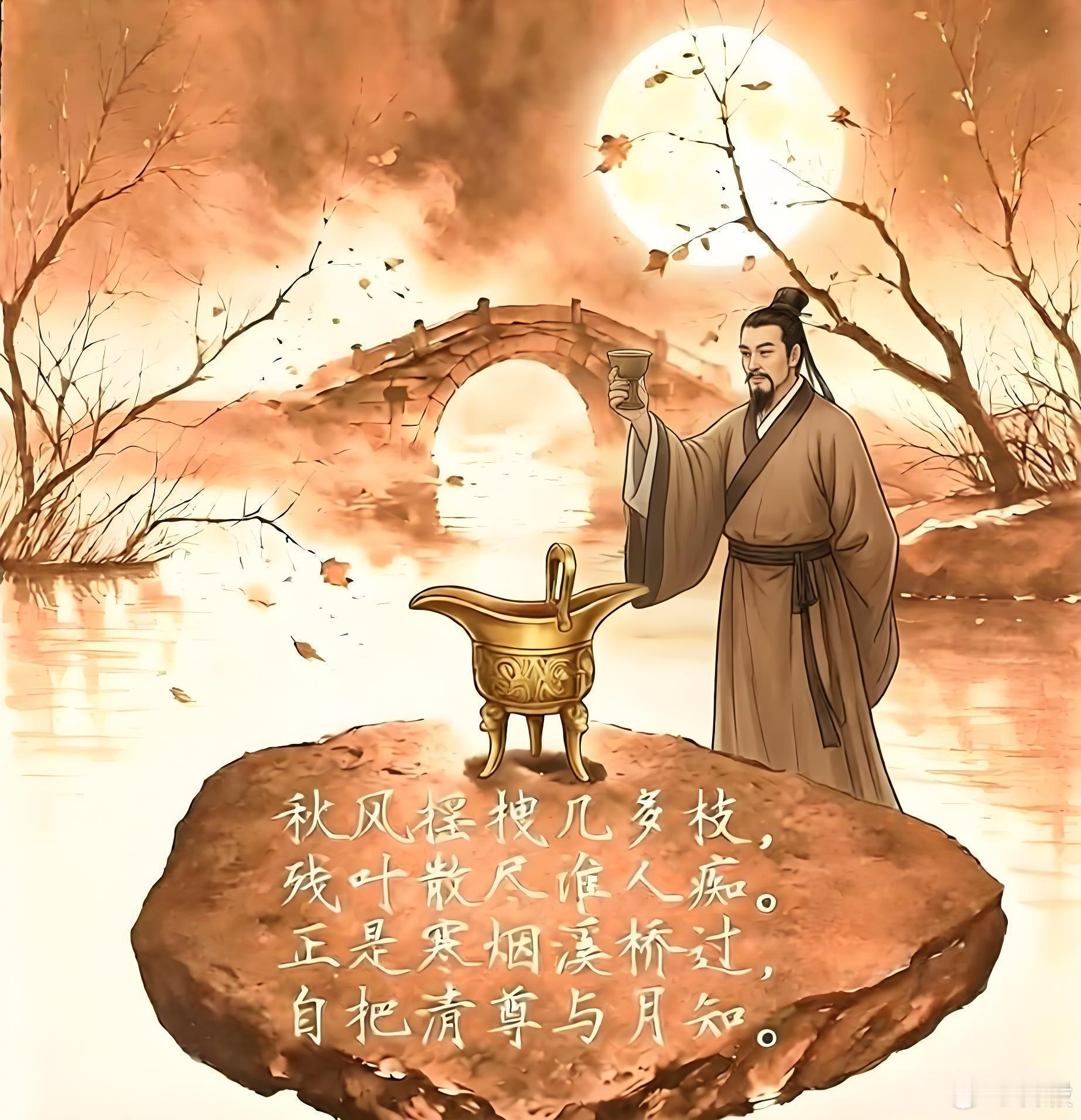 【寒烟拾句】丙午年秋夜秋风摇拽几多枝，残叶散尽谁人痴。正是寒烟溪桥过，自把清尊与