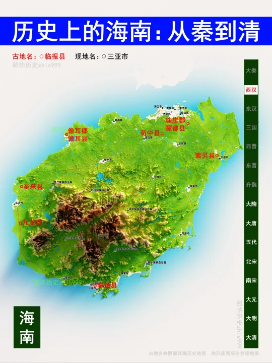 海南各朝代古今地名对照