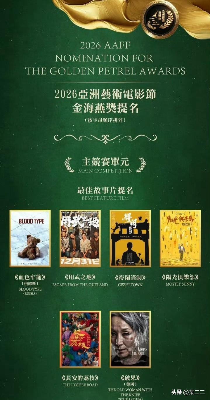 2026 年亚洲艺术电影节公布金海燕奖主竞赛单元入围名单，电影《得闲谨制》成功获